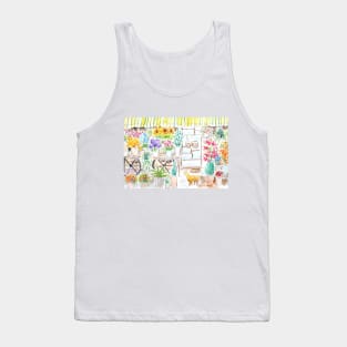 flower shop and cat ink and watercolor Tank Top